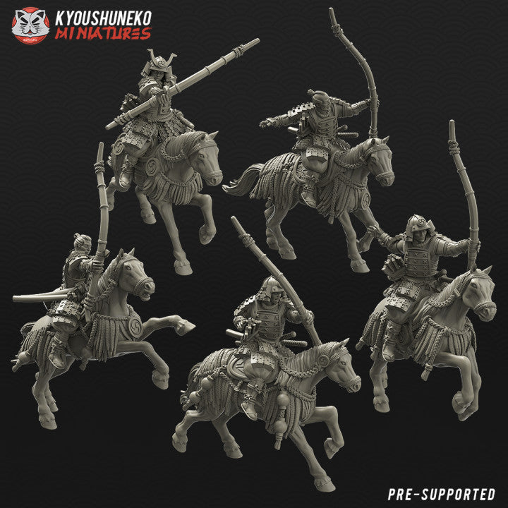 Feudal Japanese Mounted Samurai Yumi | Kyoushuneko 28/32mm Fantasy Wargaming Miniatures Role Playing Miniatures