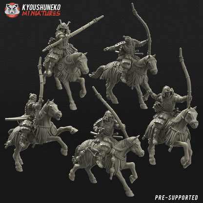 Feudal Japanese Mounted Samurai Yumi | Kyoushuneko 28/32mm Fantasy Wargaming Miniatures Role Playing Miniatures
