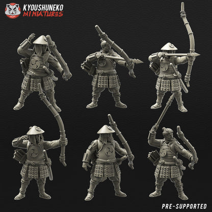Feudal Japanese Ashigaru Yumi | Kyoushuneko 28/32mm Fantasy Wargaming Miniatures Role Playing Miniatures