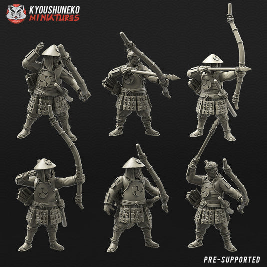 Feudal Japanese Ashigaru Yumi | Kyoushuneko 28/32mm Fantasy Wargaming Miniatures Role Playing Miniatures
