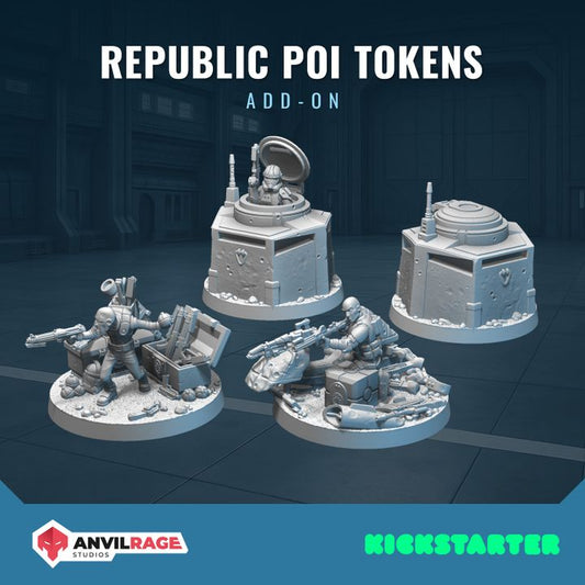 Republic POI Markers | Anvilrage Galactic SciFi Miniatures 32mm 1/47 Legion Scale Role Playing Miniatures