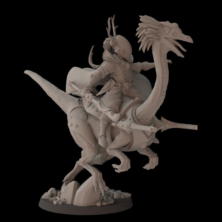 Exodite Space Elves Awakened on Gallimimus | Fantasy Cult 32mm Grimdark Wargaming Miniatures Role Playing Miniatures
