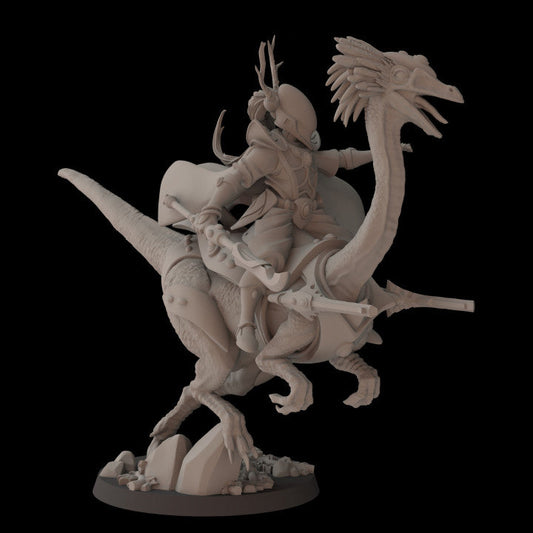 Exodite Space Elves Awakened on Gallimimus | Fantasy Cult 32mm Grimdark Wargaming Miniatures Role Playing Miniatures