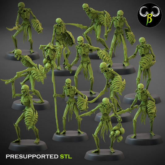 Crypt Nightmares Flesh Skeletons Swords | Claybeast Creations 28mm Fantasy Wargaming Miniatures Role Playing Miniatures