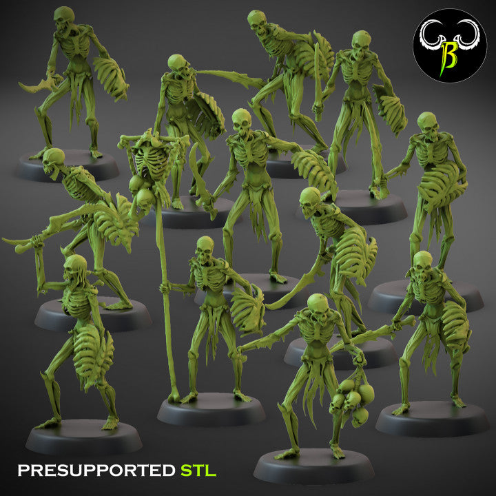 Crypt Nightmares Flesh Skeletons Swords | Claybeast Creations 28mm Fantasy Wargaming Miniatures