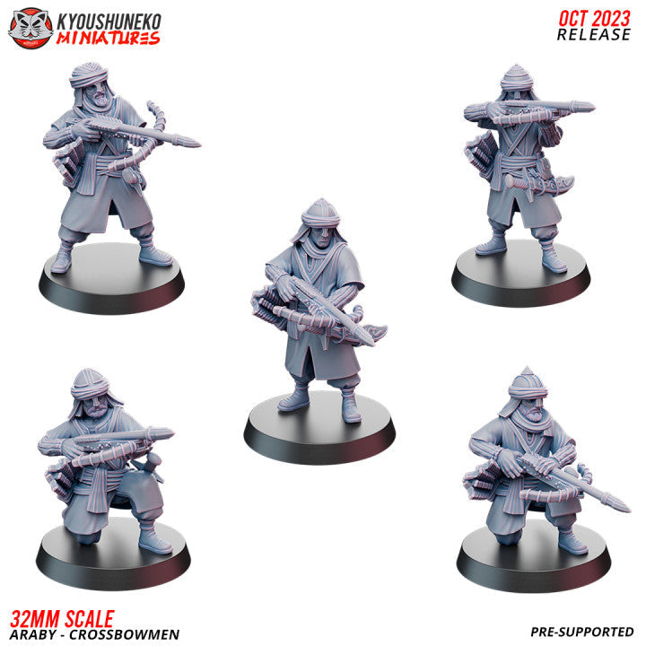 Araby Crossbowmen | Kyoushuneko 28/32mm Fantasy Wargaming Miniatures Role Playing Miniatures