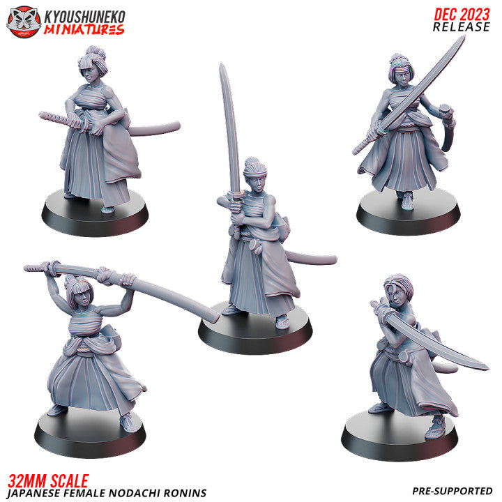 Feudal Japanese Female Nodachi Ronin | Kyoushuneko 28/32mm Fantasy Wargaming Miniatures Role Playing Miniatures