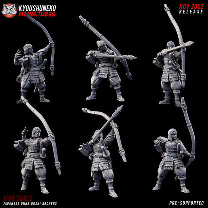 Feudal Japanese Onna Bushi Bows | Kyoushuneko 28/32mm Fantasy Wargaming Miniatures Role Playing Miniatures