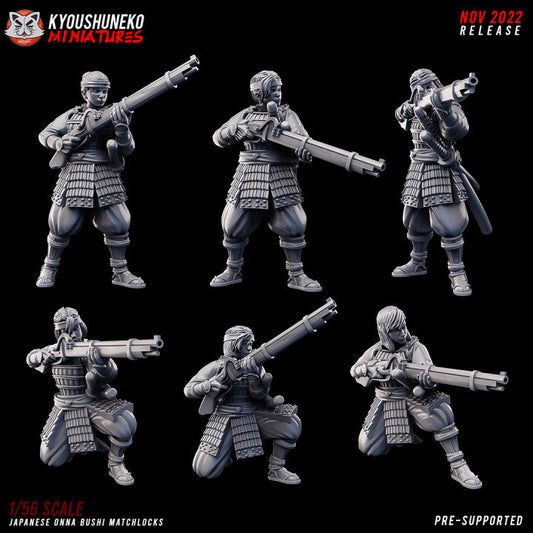 Feudal Japanese Onna Bushi Matchlocks | Kyoushuneko 28/32mm Fantasy Wargaming Miniatures Role Playing Miniatures