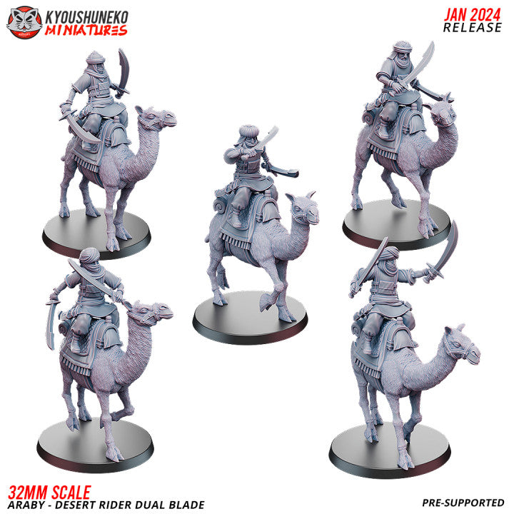 Araby Desert Riders Dual Swords | Kyoushuneko 28/32mm Fantasy Wargaming Miniatures Role Playing Miniatures