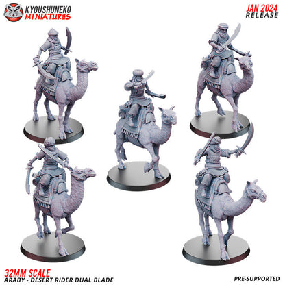 Araby Desert Riders Dual Swords | Kyoushuneko 28/32mm Fantasy Wargaming Miniatures Role Playing Miniatures