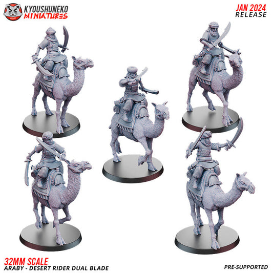 Araby Desert Riders Dual Swords | Kyoushuneko 28/32mm Fantasy Wargaming Miniatures Role Playing Miniatures