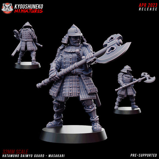 Feudal Japanese Hatamoto with Masakari | Kyoushuneko 28/32mm Fantasy Wargaming Miniatures Role Playing Miniatures