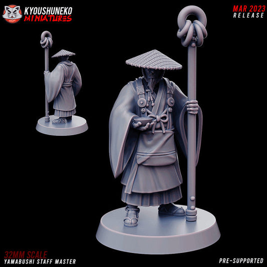 Feudal Japanese Yamabushi Staff Master | Kyoushuneko 28/32mm Fantasy Wargaming Miniatures Role Playing Miniatures