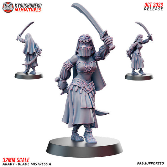 Araby Blade Mistress 1 | Kyoushuneko 28/32mm Fantasy Wargaming Miniatures Role Playing Miniatures