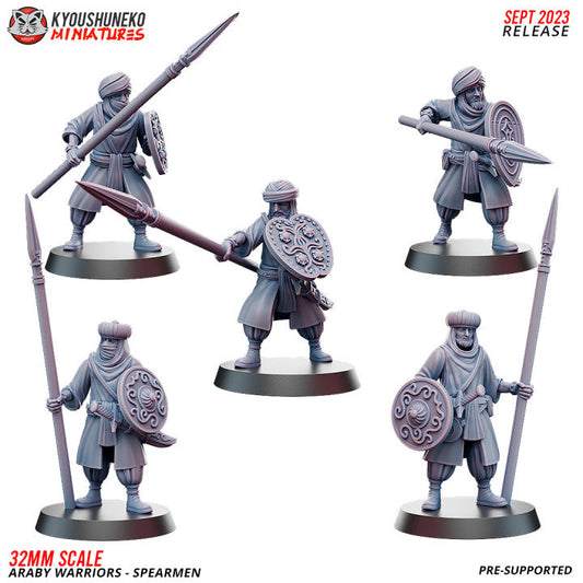 Araby Spearmen | Kyoushuneko 28/32mm Fantasy Wargaming Miniatures Role Playing Miniatures