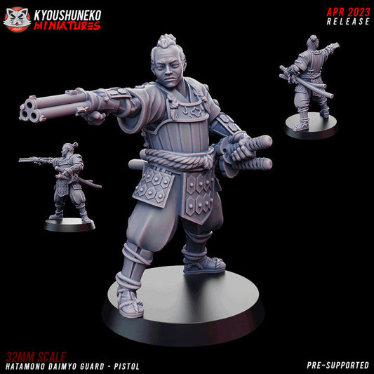 Feudal Japanese Hatamoto with Pistol | Kyoushuneko 28/32mm Fantasy Wargaming Miniatures Role Playing Miniatures