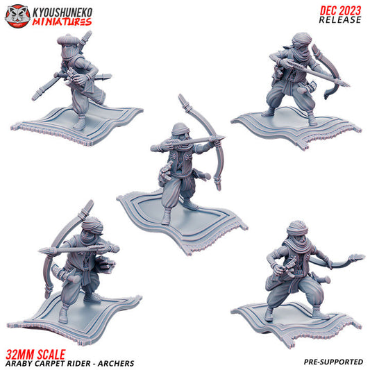 Araby Carpet Rider Bowmen | Kyoushuneko 28/32mm Fantasy Wargaming Miniatures Role Playing Miniatures