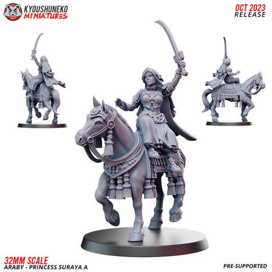 Araby Princess Suraya Mounted | Kyoushuneko 28/32mm Fantasy Wargaming Miniatures Role Playing Miniatures