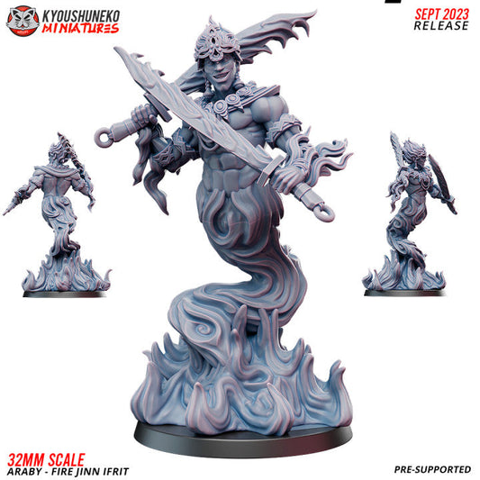 Araby Fire Djinn | Kyoushuneko 28/32mm Fantasy Wargaming Miniatures Role Playing Miniatures