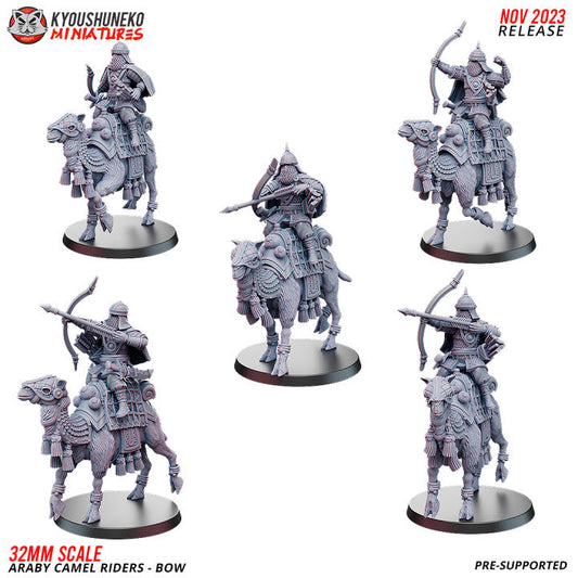 Araby Camel Rider Bowmen | Kyoushuneko 28/32mm Fantasy Wargaming Miniatures Role Playing Miniatures