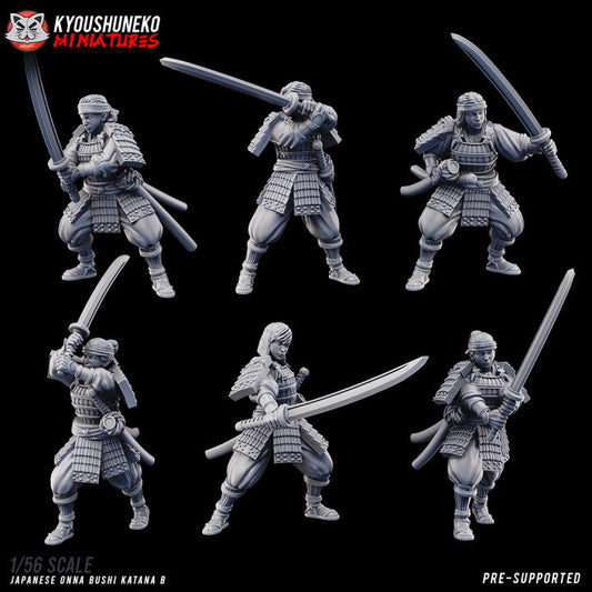 Feudal Japanese Onna Bushi Katanas | Kyoushuneko 28/32mm Fantasy Wargaming Miniatures Role Playing Miniatures