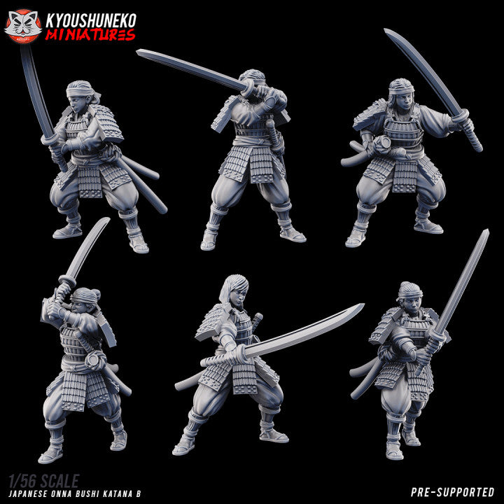 Feudal Japanese Onna Bushi Katanas | Kyoushuneko 28/32mm Fantasy Wargaming Miniatures