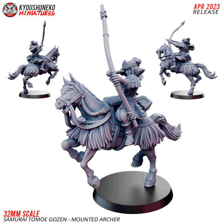Feudal Japanese Tomoe Gozen mounted | Kyoushuneko 28/32mm Fantasy Wargaming Miniatures Role Playing Miniatures