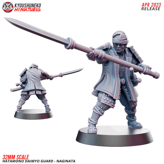 Feudal Japanese Hatamoto with Naginata | Kyoushuneko 28/32mm Fantasy Wargaming Miniatures Role Playing Miniatures