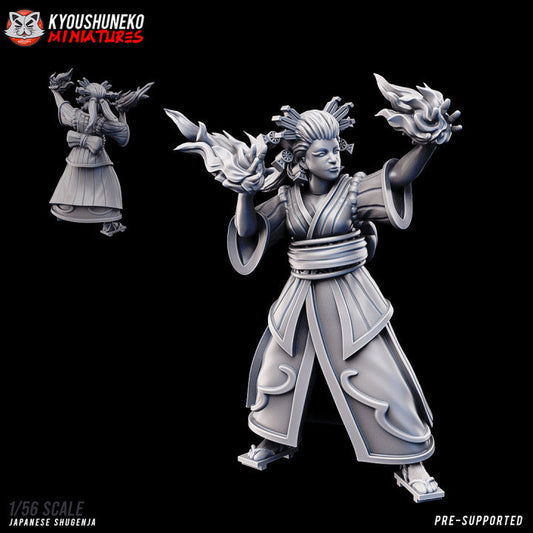 Feudal Japanese Shugenja 1 | Kyoushuneko 28/32mm Fantasy Wargaming Miniatures Role Playing Miniatures