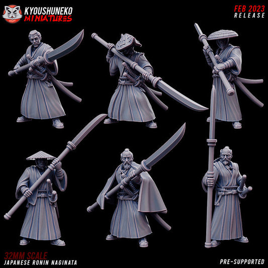 Feudal Japanese Naginata Ronin | Kyoushuneko 28/32mm Fantasy Wargaming Miniatures Role Playing Miniatures