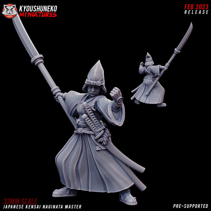 Feudal Japanese Kensai Naginata Master | Kyoushuneko 28/32mm Fantasy Wargaming Miniatures Role Playing Miniatures