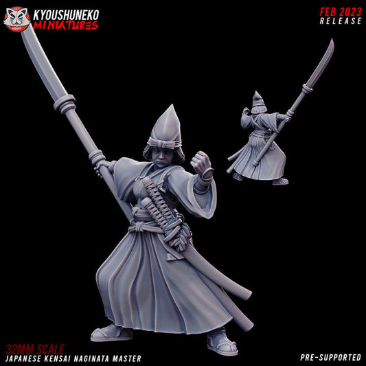 Feudal Japanese Kensai Naginata Master | Kyoushuneko 28/32mm Fantasy Wargaming Miniatures Role Playing Miniatures