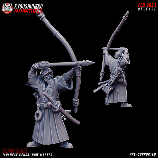Feudal Japanese Kensai Bow Master | Kyoushuneko 28/32mm Fantasy Wargaming Miniatures Role Playing Miniatures