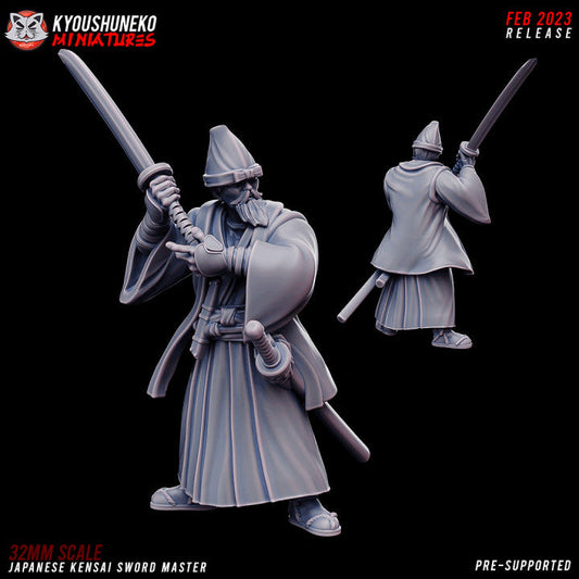 Feudal Japanese Kensai Sword Master | Kyoushuneko 28/32mm Fantasy Wargaming Miniatures Role Playing Miniatures