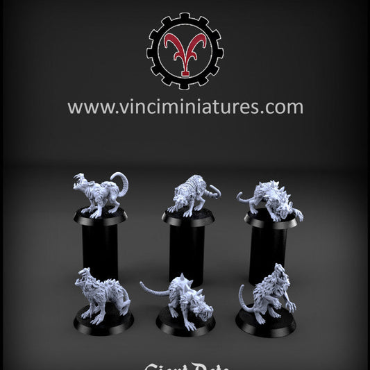 Verminkin Giant Rats | Vinci Miniatures 28/32mm Fantasy Wargaming Miniatures Role Playing Miniatures