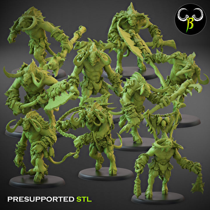 Fallen Beasts Horned Brutes Heavy Weapons | Claybeast Creations 28mm Fantasy Wargaming Miniatures Role Playing