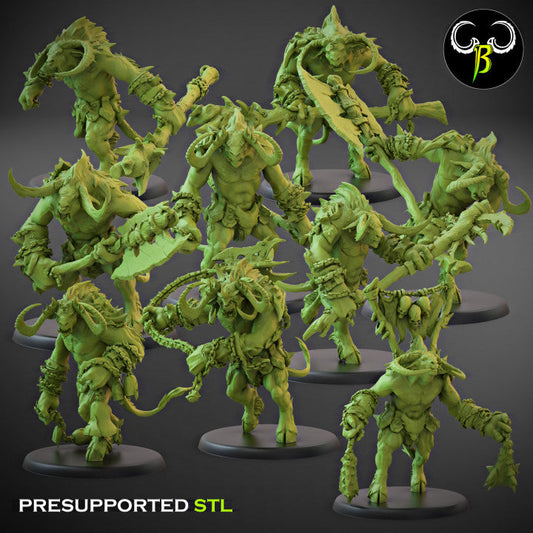 Fallen Beasts Horned Brutes Heavy Weapons | Claybeast Creations 28mm Fantasy Wargaming Miniatures Role Playing