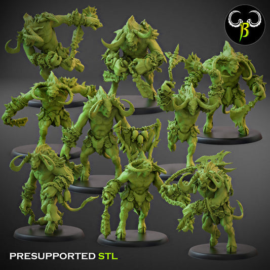 Fallen Beasts Horned Brutes Dual Weapons | Claybeast Creations 28mm Fantasy Wargaming Miniatures Role Playing Miniatures