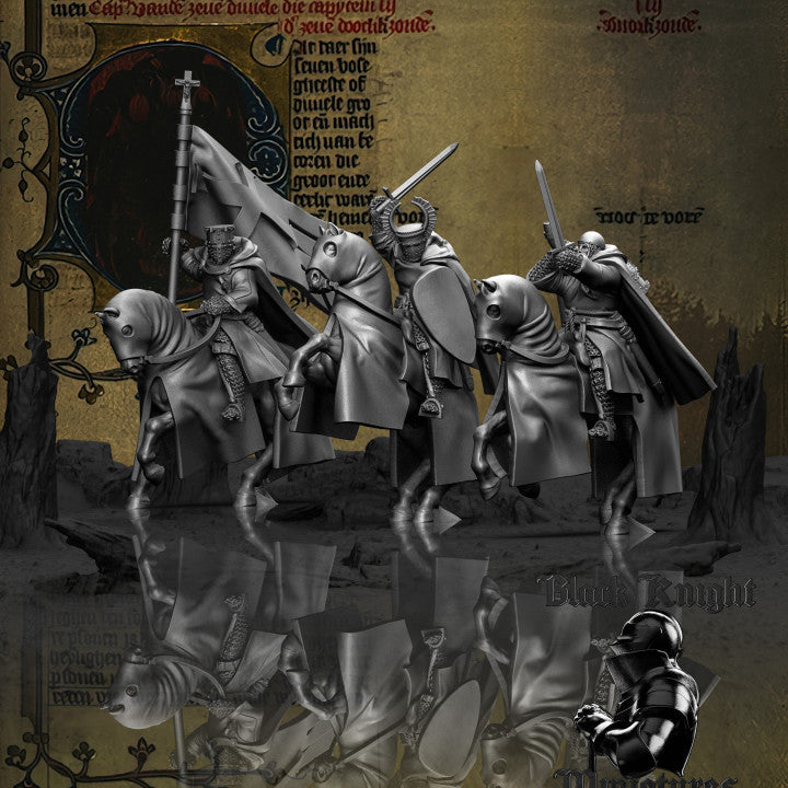 13th Century Teutonic Order Knights Mounted Command | Black Knight Miniatures 28mm Historical Wargaming Miniatures