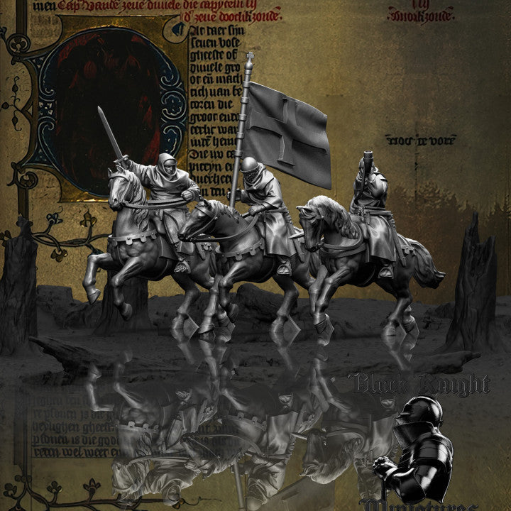 13th Century Teutonic Order Sergeants Mounted Command | Black Knight Miniatures 28mm Historical Wargaming Miniatures