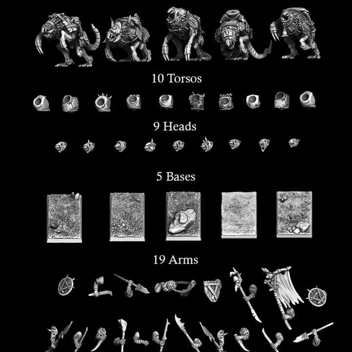 Verminkin Mounted Rats | Vinci Miniatures 28/32mm Fantasy Wargaming Miniatures Role Playing Miniatures