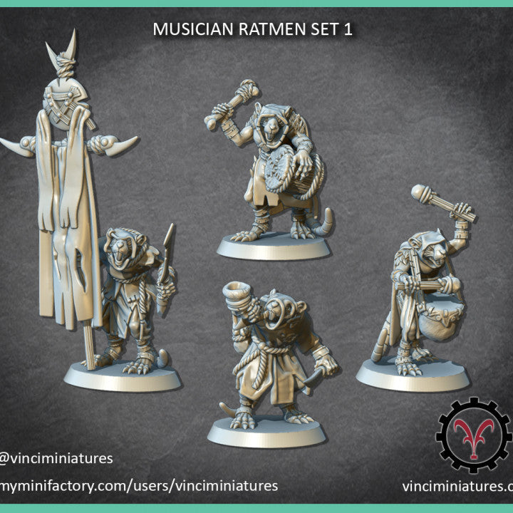 Verminkin Ratmen Command | Vinci Miniatures 28/32mm Fantasy Wargaming Miniatures Role Playing Miniatures