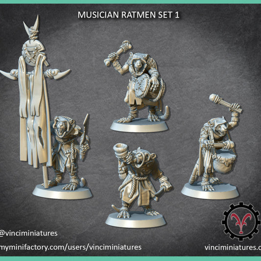 Verminkin Ratmen Command | Vinci Miniatures 28/32mm Fantasy Wargaming Miniatures Role Playing Miniatures