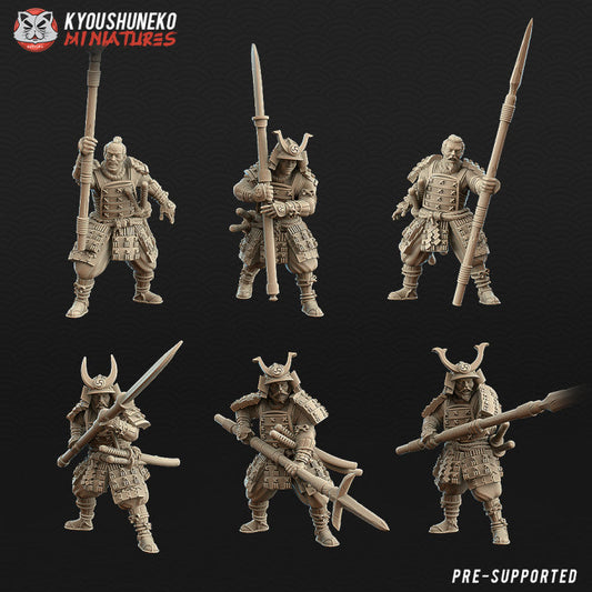 Feudal Japanese Samurai Polearms | Kyoushuneko 28/32mm Fantasy Wargaming Miniatures Role Playing Miniatures