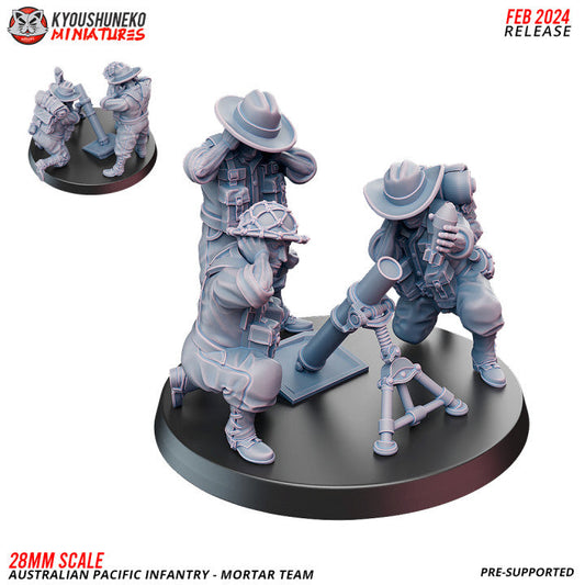 Pacific Australian Mortar Team | Kyoushuneko 28mm WW2 Wargaming Miniatures Role Playing Miniatures