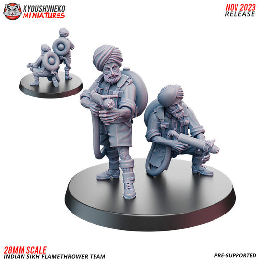 Indian Sikh Flamethrowers | Kyoushuneko 28mm WW2 Wargaming Miniatures Role Playing Miniatures
