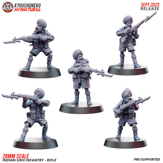 Indian Sikh Rifle Infantry | Kyoushuneko 28mm WW2 Wargaming Miniatures Role Playing Miniatures