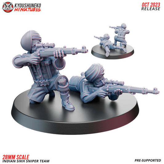 Indian Sikh Sniper Team | Kyoushuneko 28mm WW2 Wargaming Miniatures Role Playing Miniatures