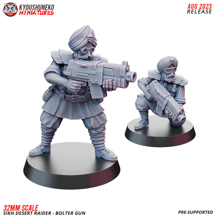 Sikh Desert Raider Boltguns | Kyoushuneko 32mm Grimdark Wargaming Miniatures Role Playing Miniatures